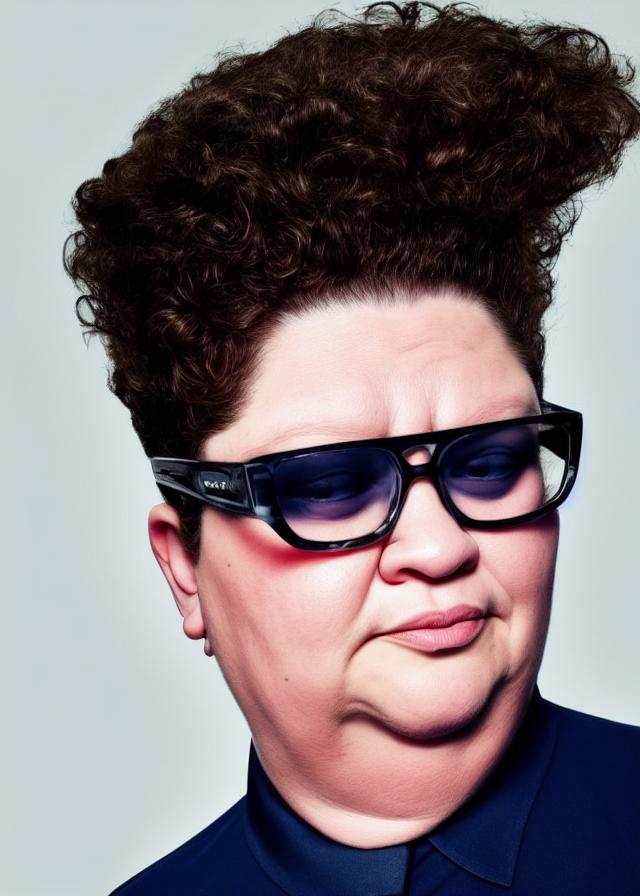 Artificial Intelligence (AI) generated image art, person, a professional, business headshot, one head, dark background, hyperreal, fauxhawk, photo, portrait mode, lightly tinted glasses, serious expression