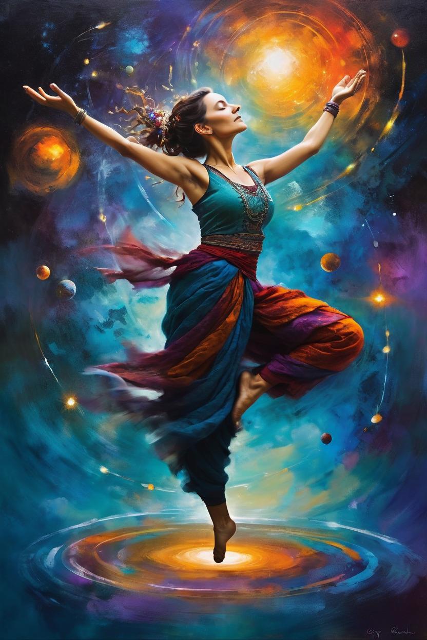Artificial Intelligence (AI) generated image art, woman, art by greg rutkowski, floating through space, meditation pose, beautiful colors, award winning art, ethereal