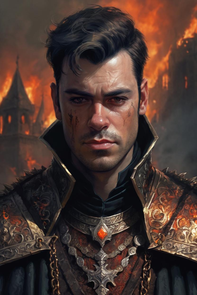 Artificial Intelligence (AI) generated image art, man, ((portrait)), fantasy prince, digital art by greg rutkowski, in hell,
Highly detailed