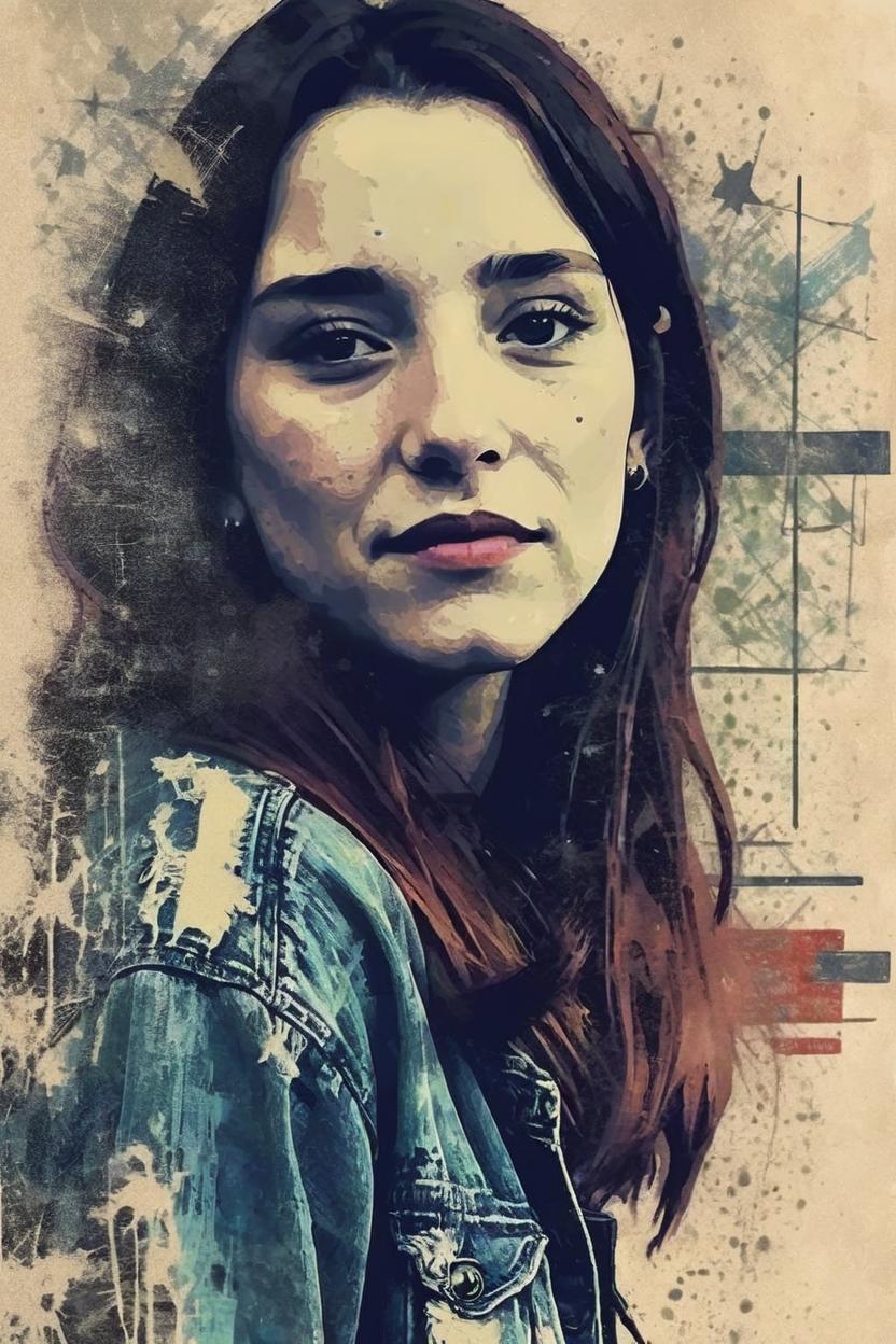 Artificial Intelligence (AI) generated image art, woman, grunge art