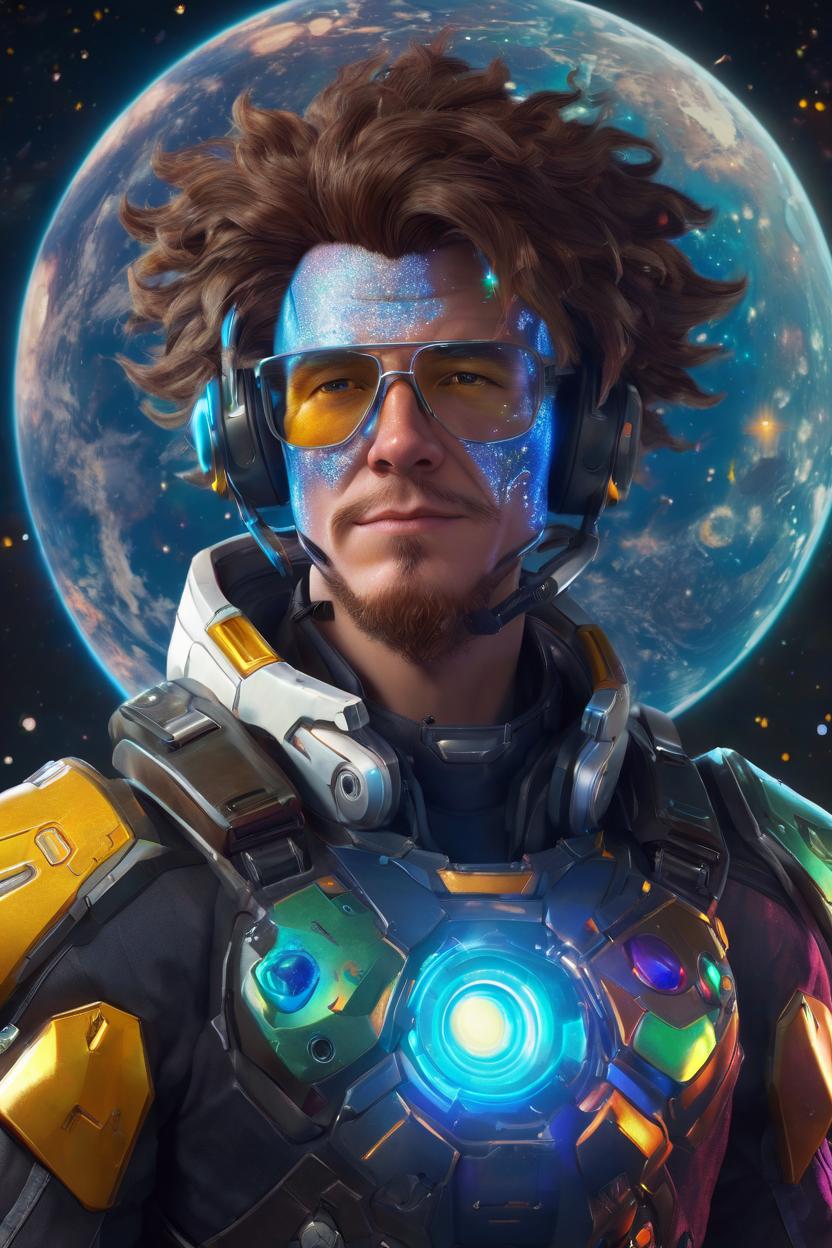 Artificial Intelligence (AI) generated image art, masterpiece portrait of (man) as a cosmic man, au naturel, hyper detailed, digital art, trending in artstation, cinematic lighting, studio quality, smooth render, realistic, likeness to real person man,unreal engine 5 rendered, octane rendered, art style by klimt and nixeu and ian sprigger and wlop and krenz cushart and riot and overwatch