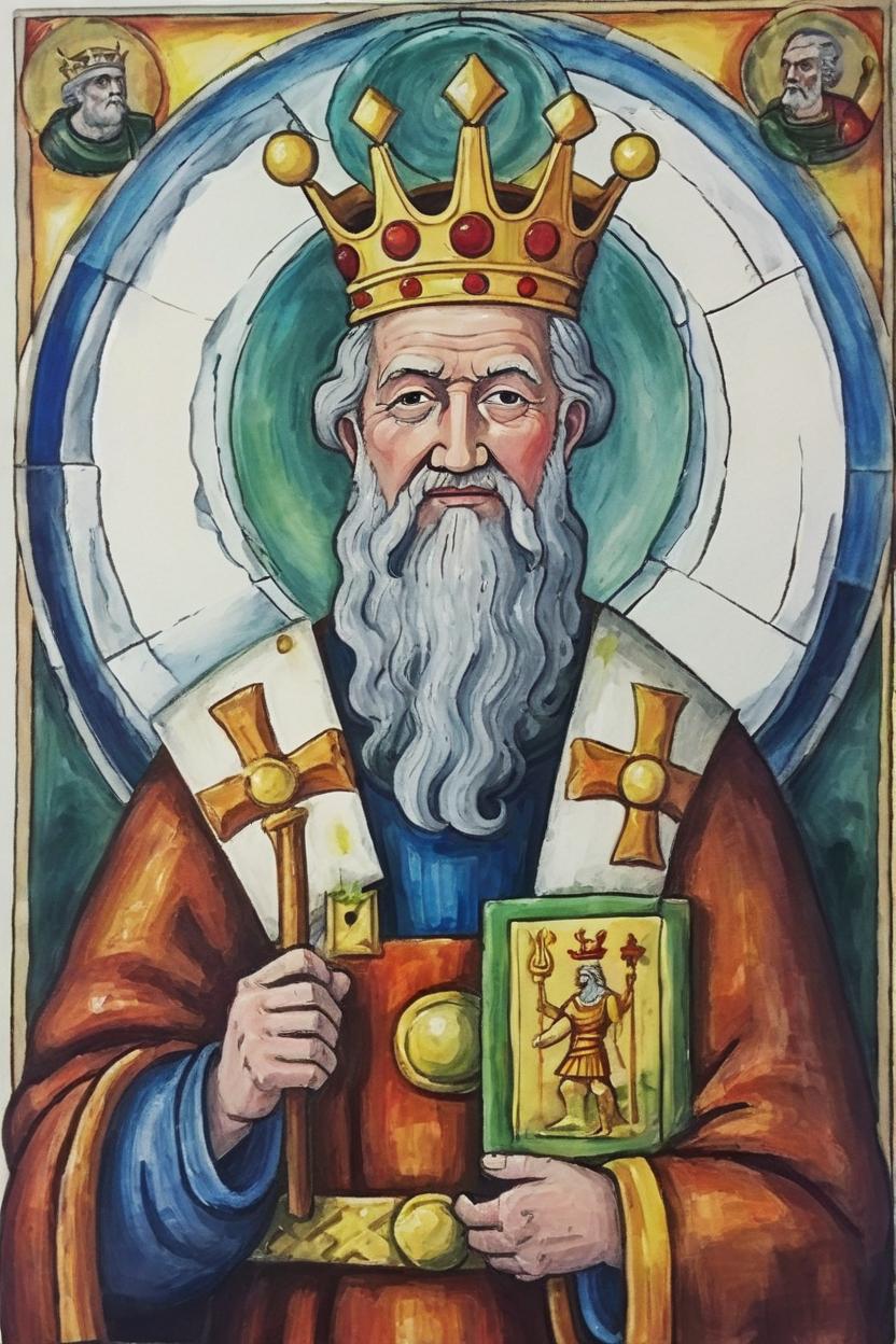 Artificial Intelligence (AI) generated image art, man, as the wise king of mythical atlantis