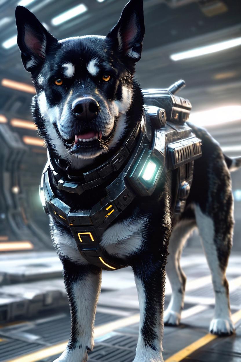 Artificial Intelligence (AI) generated image art, dog, detailed, artistic, scifi