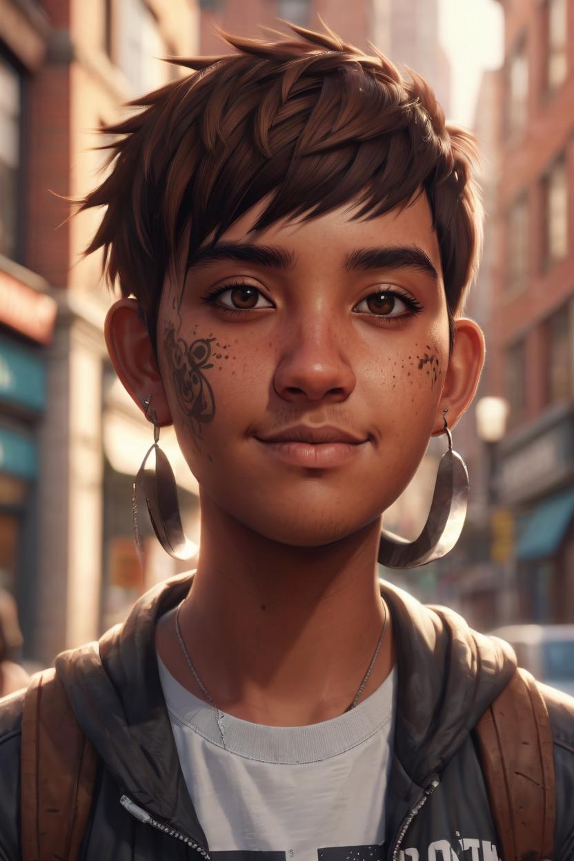 Artificial Intelligence (AI) generated image art, man as beautiful emo girl with brown skin, ((portrait)), art by lois van baarle and loish and ross tran and rossdraws and sam yang and samdoesarts and artgerm, digital art, highly detailed, intricate, sharp focus, Trending on Artstation HQ, deviantart, unreal engine 5, 4K UHD image