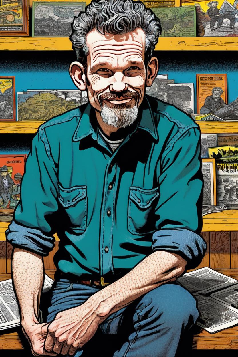 Artificial Intelligence (AI) generated image art, man, illustrated in the style of Robert Crumb