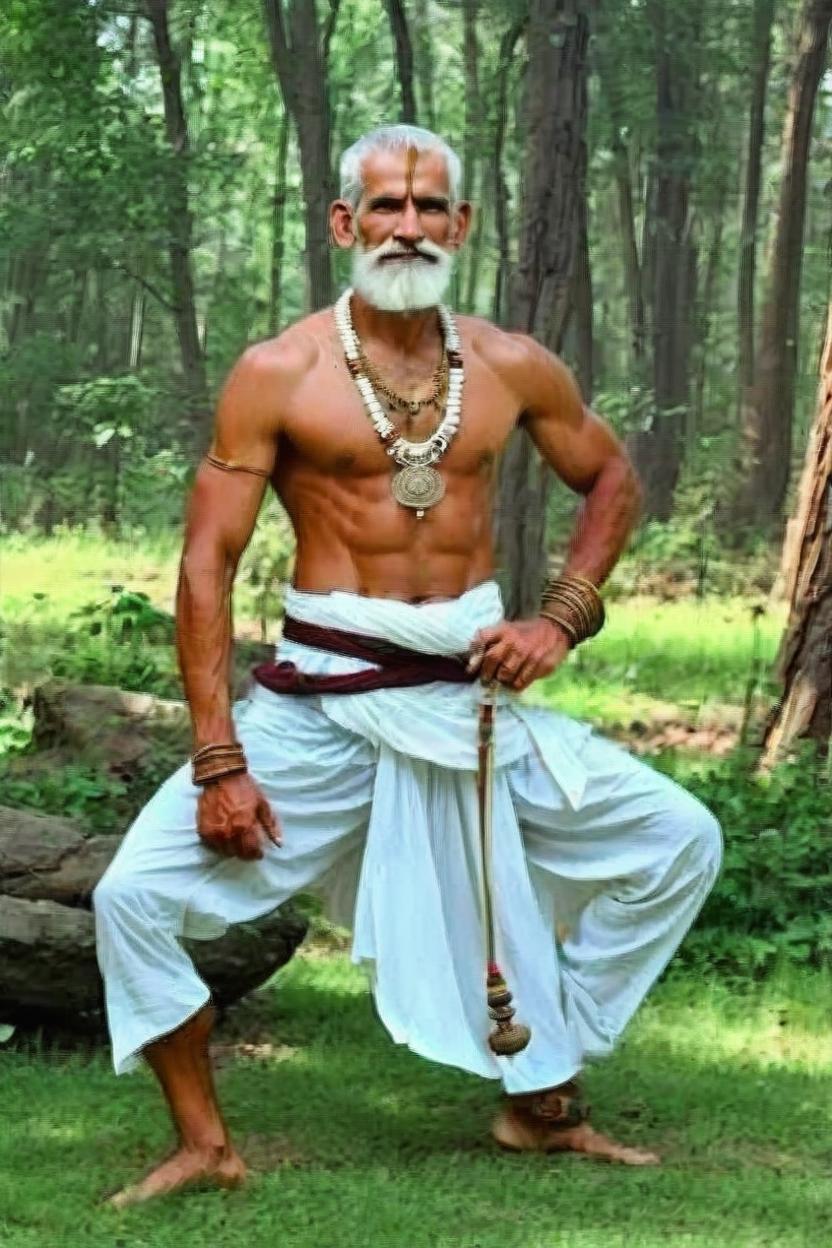 Artificial Intelligence (AI) generated image art, a vedic warrior style of man