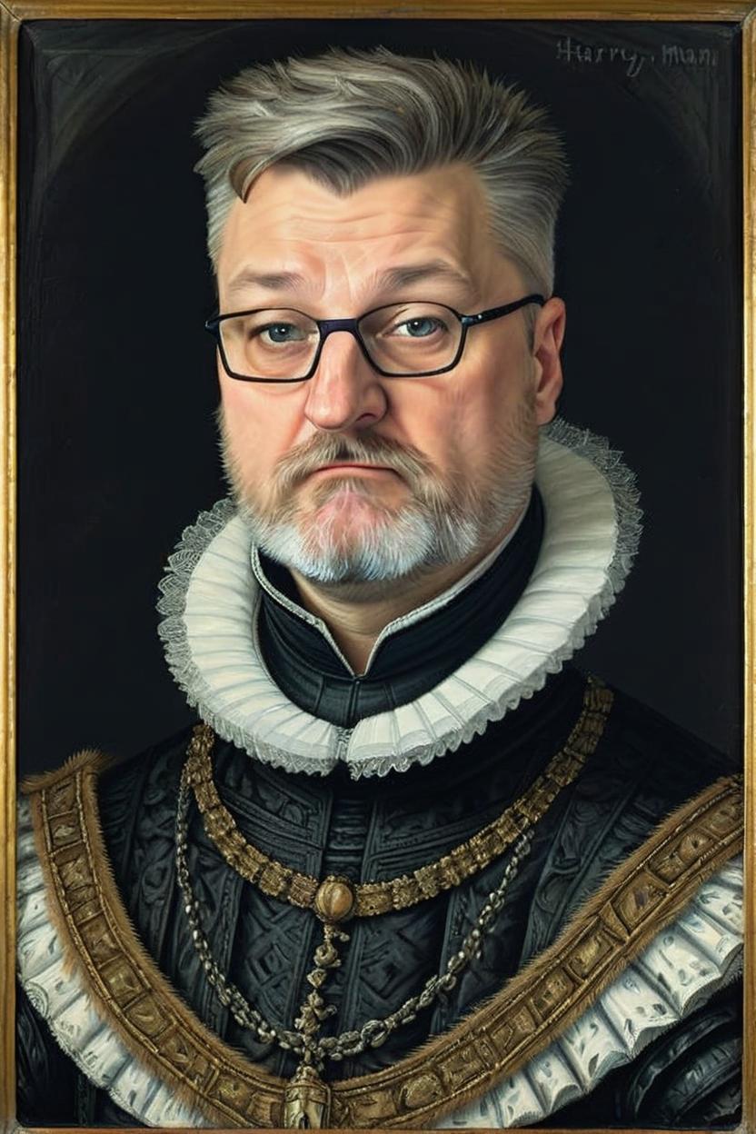 Artificial Intelligence (AI) generated image art, man, elizabethan portrait with ruff