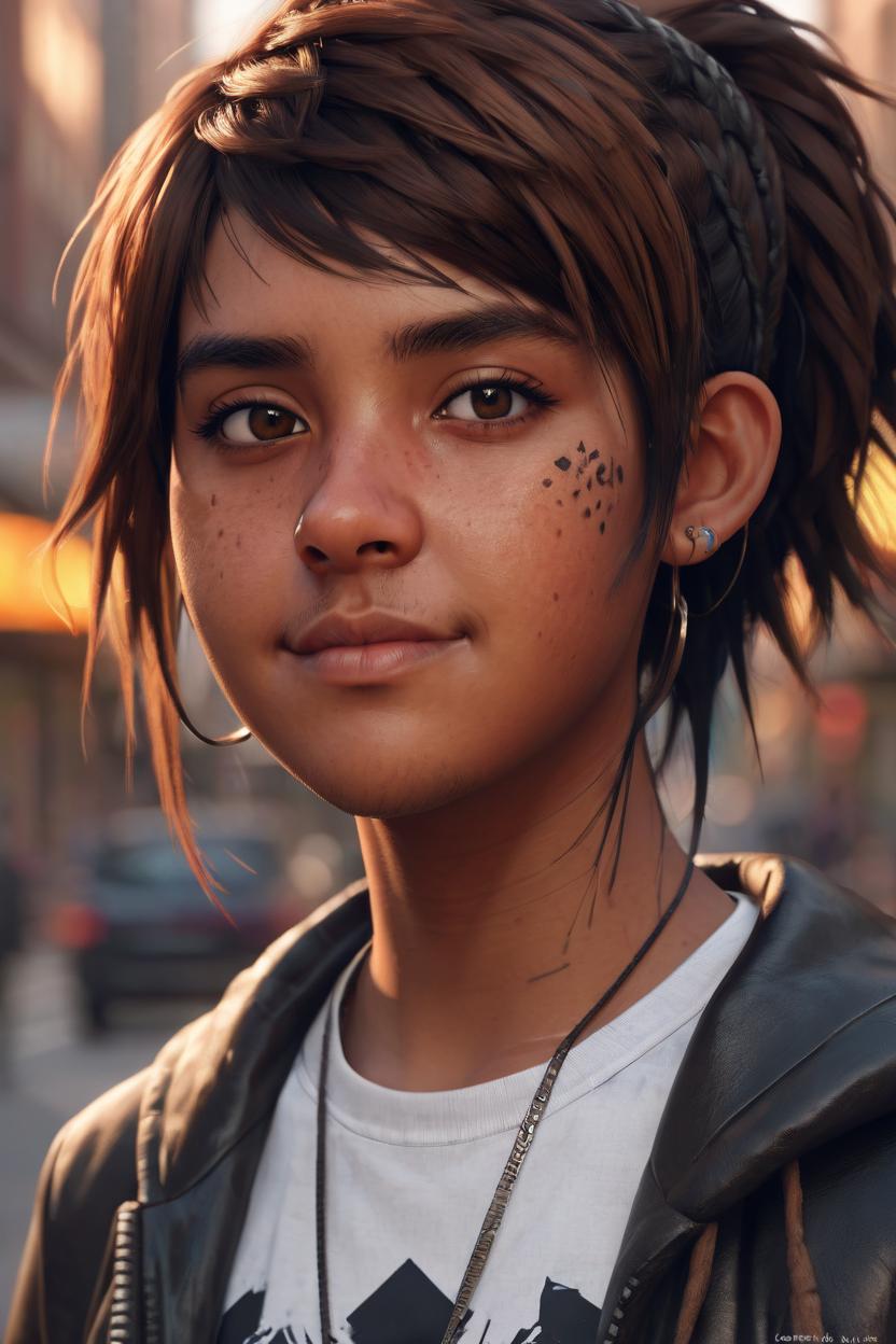 Artificial Intelligence (AI) generated image art, man as beautiful emo girl with brown skin, ((portrait)), art by lois van baarle and loish and ross tran and rossdraws and sam yang and samdoesarts and artgerm, digital art, highly detailed, intricate, sharp focus, Trending on Artstation HQ, deviantart, unreal engine 5, 4K UHD image